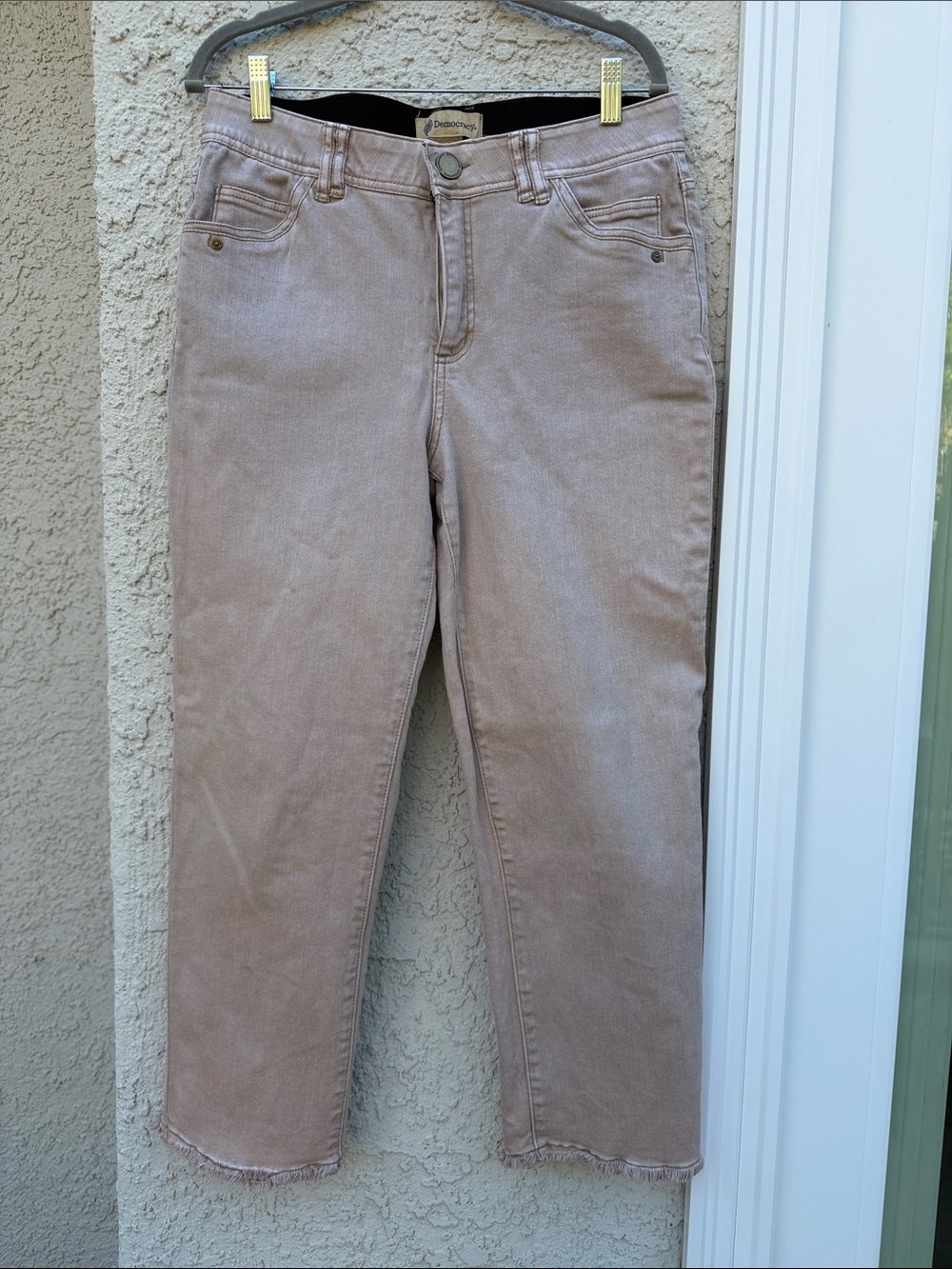 Democracy 'Ab' Solution Women's Tan Washed Fray Hem Ankle Jeans Size 10